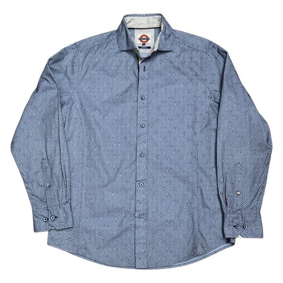 JERMYN & BOND Luxury Designer Blue Business Casual Dress Shirt Mens Medium - Picture 1 of 7